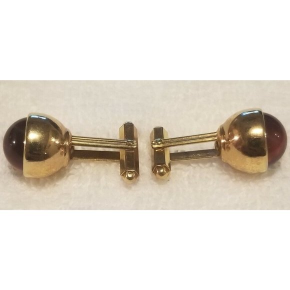 Vintage Kreisler Craft Estate Gold Filled Mens Cufflinks Red Rare - Picture 2 of 5